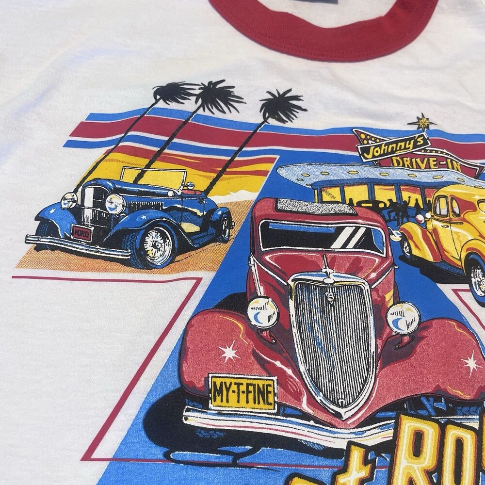 Vintage Street Rods Shirt Large White Colorful Single Stitch 1986 USA - Picture 4 of 11